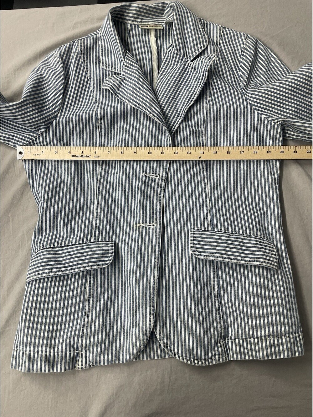Vintage Faded Glory Denim Stripe Jacket Size Large - Picture 9 of 11